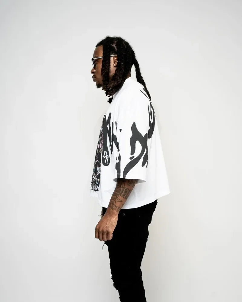 Y2k New Summer Street Skull Letter Printed Short-sleeved Shirt Women Clothing Harajuku Retro Gothic Punk Oversized T-shirt Men Street King Limited