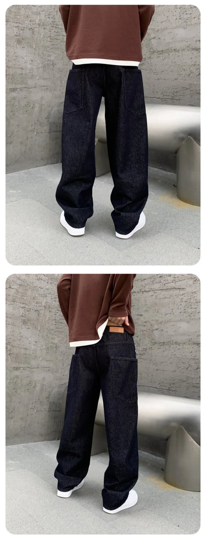 men denim streetwear fashion brand hip hop loose casual wide leg cargo harem jeans pant cityboy y2k baggy jeans trousers unique cargo style 1792