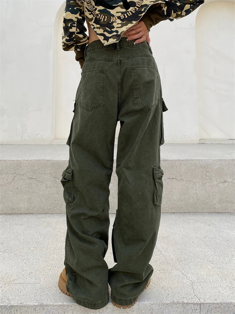 unisex hip hop pants retro cargo pant streetwear multi pockets zipper harajuku joggers new casual loose straight baggy trousers unique joggers style 1060