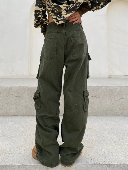 unisex hip hop pants retro cargo pant streetwear multi pockets zipper harajuku joggers new casual loose straight baggy trousers unique joggers style 1060