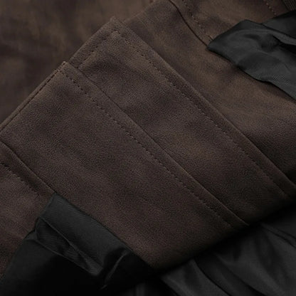 Men's Stand Up Collar PU Leather Jacket Autumn American Workwear Lapel Zipper Short Jacket Trend Casual Solid Color Bomber Coats Street King Limited