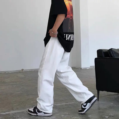 Wide Leg Jeans Men Fashion Casual White Jeans Men Streetwear Korean Loose Hip-hop Straight Jeans Mens Denim Trousers M-3XL Street King Limited