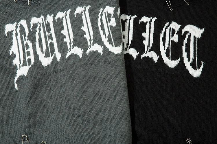 Men Knitted Sweater Harajuku Fake Two Pieces Loose Sweater Casual Ripped Holes Shoulder Long Sleeve Pullover Streetwear Sweaters Street King Limited