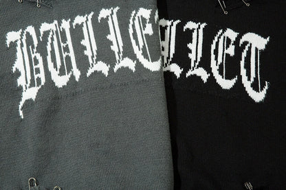 Men Knitted Sweater Harajuku Fake Two Pieces Loose Sweater Casual Ripped Holes Shoulder Long Sleeve Pullover Streetwear Sweaters Street King Limited