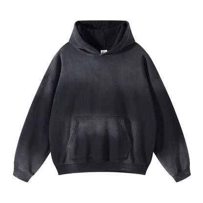 Autumn and Winter Washing Spray Dyeing Baggy Hoodies Distressed Hip Hop Gradient Men's and Women's Oversize Hooded Sweatshirts Street King Limited