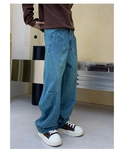 cityboy splice fashion brand jeans men streetwear hip hop vibe loose casual straight washed denim baggy jeans pant man trousers unique jeans style 2546