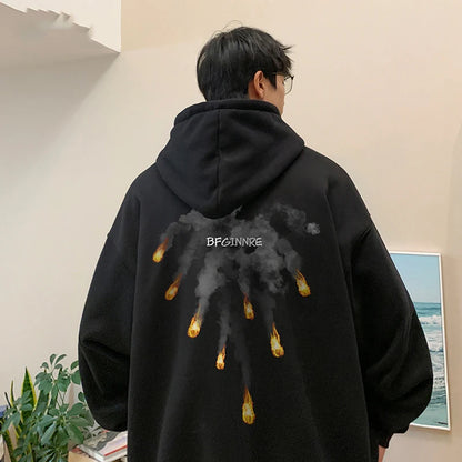 New Anime Meteorite Fall Graphic Printed Hooded Sweatshirts Hombre Hip Hop Streetwear Clothes Loose Y2K Vintage Pullover Hoodies Street King Limited