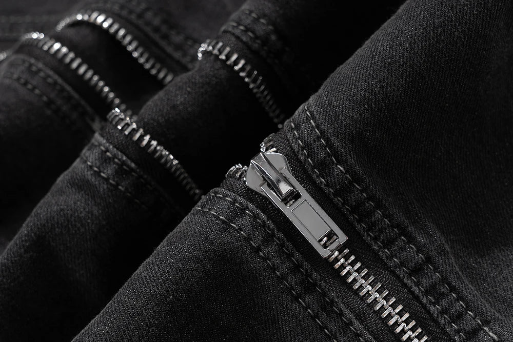 ro style spiral long zipper straight baggy jeans for men and women streetwear y2k pantalones hombre casual denim trousers unique jeans style 3410