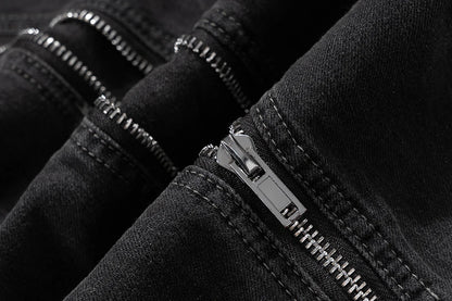 ro style spiral long zipper straight baggy jeans for men and women streetwear y2k pantalones hombre casual denim trousers unique jeans style 3410