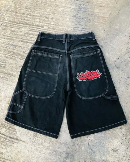 Harajuku Y2k Wexwear Embroidery Skateboarding Jeans Denim Men Letter Graphic Streetwear Shorts 2024 Baggy Gym Basketball Shorts Street King Limited