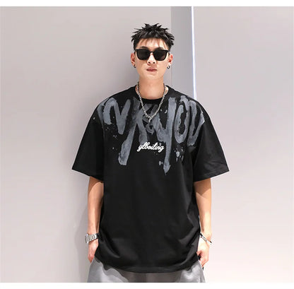2024 New American Letter Print T-shirt Men's Summer Short Sleeve Cotton Oversize Tee Shirts Hip Hop Fashion Y2K Breathable Tops Street King Limited