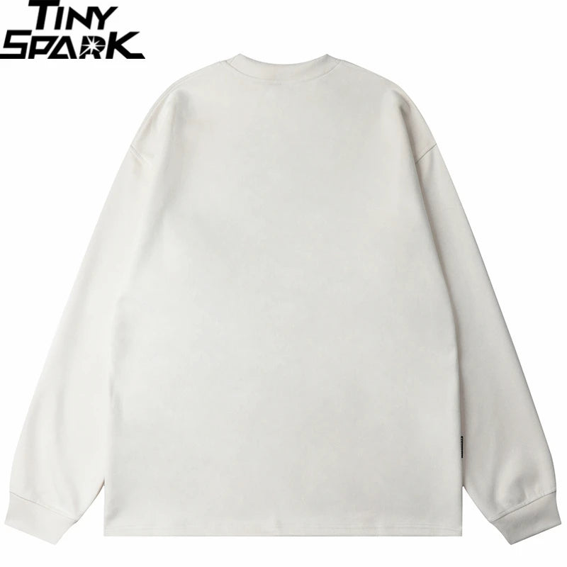 Men Suede Sweatshirt Streetwear Shadow Graphic Harajuku Pullover 2023 Autumn Sweat Shirt Pullover Hip Hop Street Wear Hipster Street King Limited
