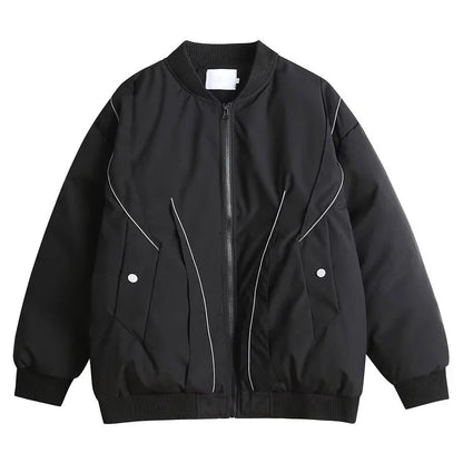 Winter Thickening Flying Baseball Uniform Solid Multi Pocket Simplicity Warm Cotton Jacket 2024 New Streetwear Male Parkas Street King Limited
