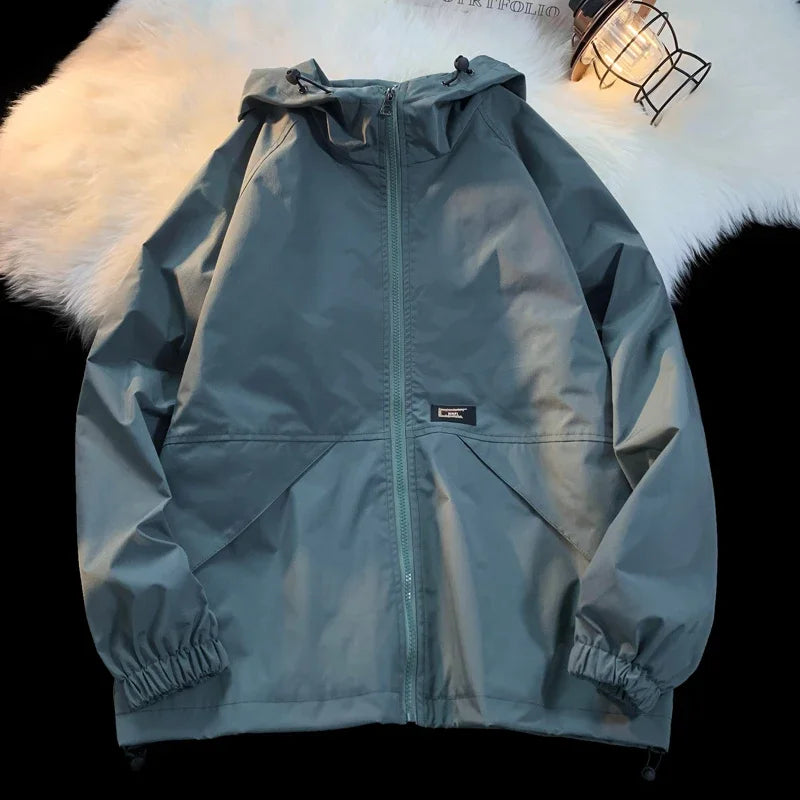 mens windbreaker solid color jackets outerwear tactical waterproof pilot coat men sports jacket autumn large size hoodie coats unique default style 5677