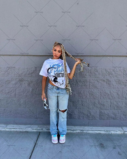 Y2K New High Street Clothing Gothic Print Oversized T-Shirt Women's 2023 Loose and Versatile Casual Short-Sleeved T-Shirt Women Street King Limited