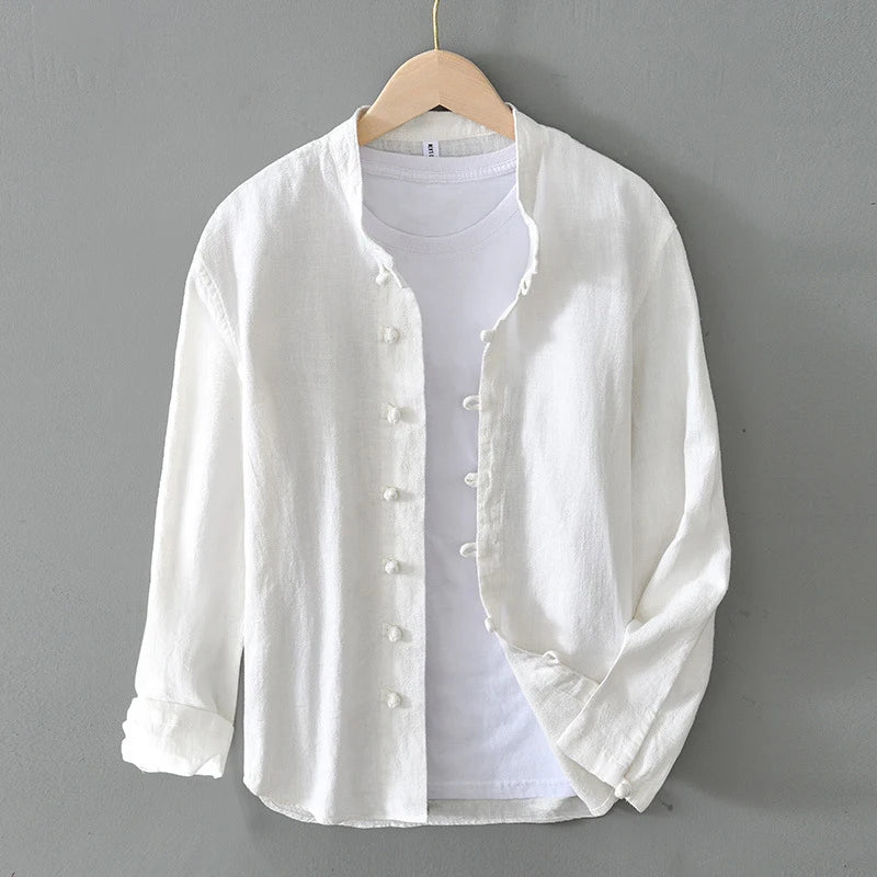 Men's Shirt Vintage Cotton Linen Long Sleeve Shirt Spring Summer Autumn Loose Fashion Casual Blouse Male Plus Size Cardigan Top Street King Limited