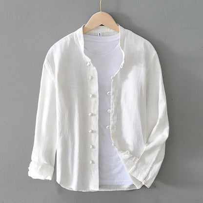 Men's Shirt Vintage Cotton Linen Long Sleeve Shirt Spring Summer Autumn Loose Fashion Casual Blouse Male Plus Size Cardigan Top Street King Limited