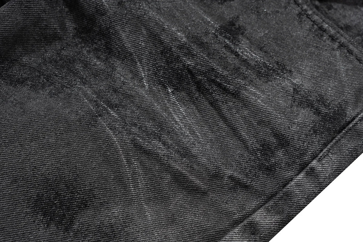high street hand brushed glue sparkling baggy flare jeans for men y2k pantalones hombre leather pants oversized denim trousers 1 unique jeans style 5419