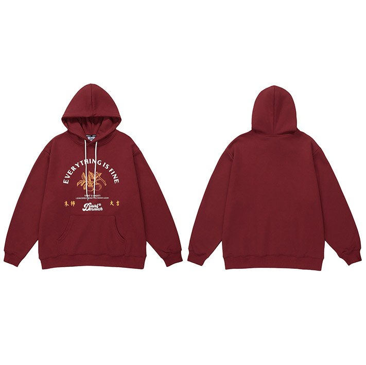 "Everything Is Fine" Unisex Men Women Streetwear Graphic Hoodie Daulet Apparel