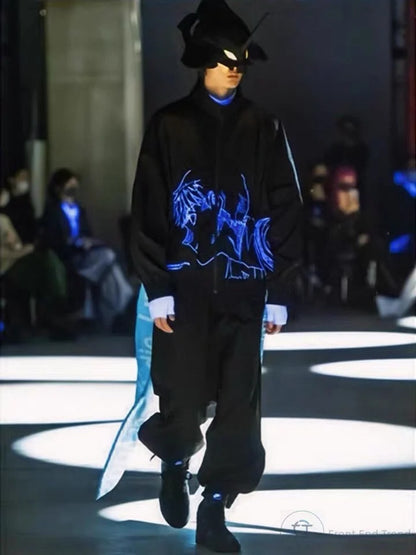 New Men Undercover Embroidery Parka noctilucent Track Zipper Casual Mess Windbreaker Hoody Trench Jackets Coat size 2 3 4 5 R089 Street King Limited