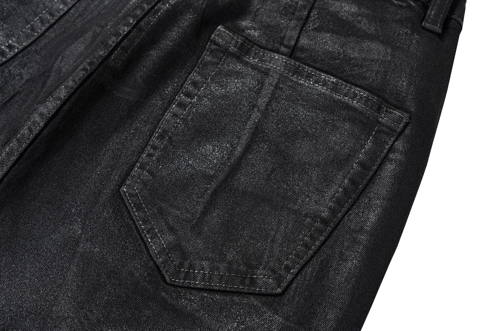 Streetwear Black Wax Leather Strecth Jeans for Men Ropa Hombre Baggy Y2k Flare Pants Oversized Straight Denim Trousers Street King Limited