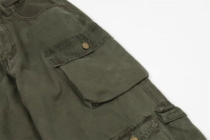 new multi pocket heavy industry washed cargo pants mens high rise loose y2k vintage streetwear oversized straight leg jeans unique cargo style 806