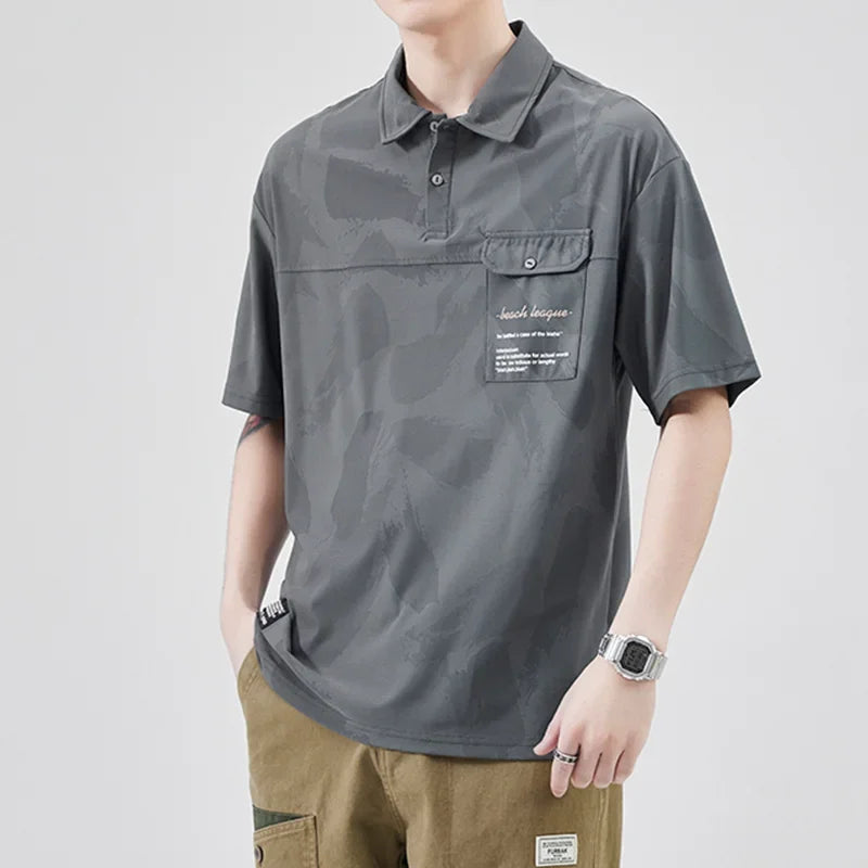 Streetwear Summer Short Sleeve Lapel Polo Shirt Mens Full Print Tee Shirts Korean Summer Short Sleeve Lapel Polo Shirt Mens Full Print Tee Shirts Korean Fashion Pocket Golf Wear Button Camisa Polo Masculina Fashion Sweater Jacket With Graphic Design For Men