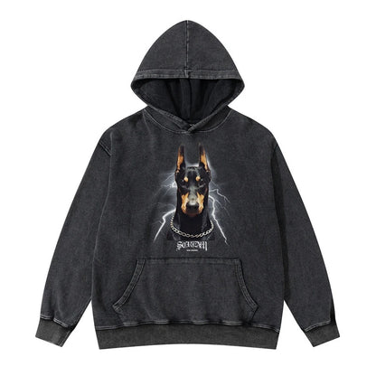 Rainbowtouches Washed Hoodie Vintage Oversized Men High Street Dog Printing Fashion Hip Hop Unisex Loose Men's Graphic Hoodies Street King Limited