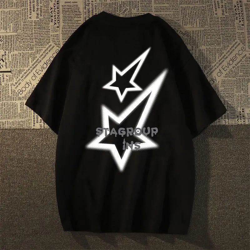 American retro star fashion brand pure cotton short-sleeved T-shirt for men and women summer loose ins trend half-sleeved shirts Street King Limited