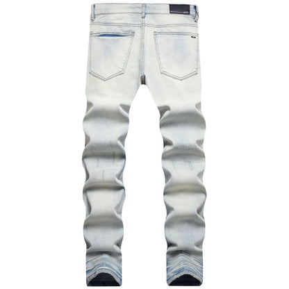 2023 brand new patch light skull head bone chemist tie dyed jeans cotton denim pants comfort casual skinny jeans 32 44 266 unique jeans style 5648