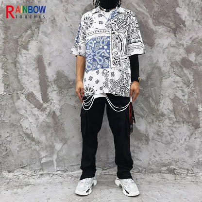 Rainbowtouches Men Shirt Summer Hip Hop Butterfly Pattern Tops Loose Popular Comfortable Cyber CelebrityFancy Good Short Couples Street King Limited