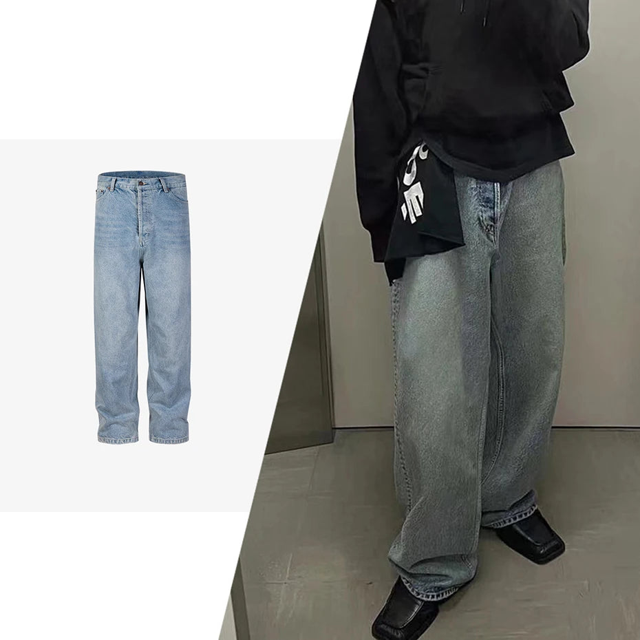 hi street blue jeans men loose wide leg denim pants vintage harajuku streetwear jeans trousers for male unique jeans style 5184