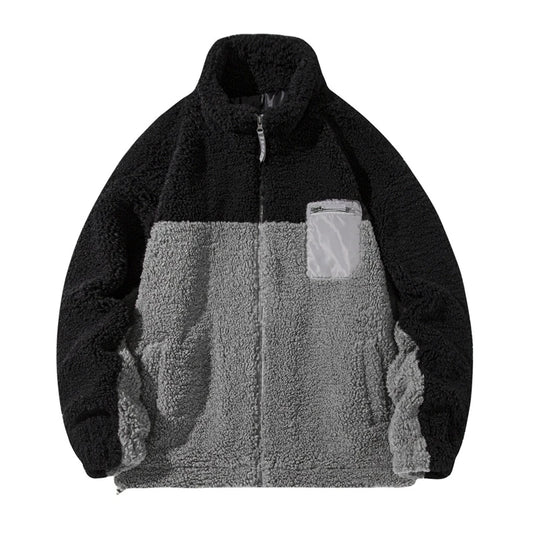 winter fleece faux fur parkas fashion warm women lambswool coat high street couple streetwear oversize fleece jacket for men menswear bottoms