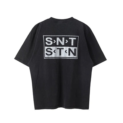 SAINT Short Sleeve Top Tees Men Woman Best Quality Space Exploration Cartoon Photo O-Neck Versatile T Shirt Street King Limited