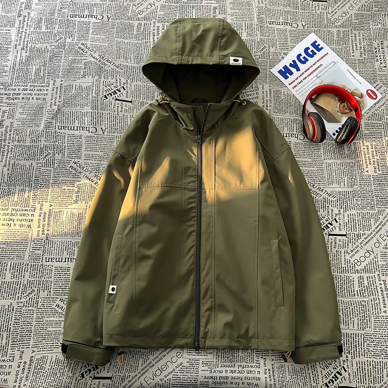 autumn spring casual mens outdoor jacket basic solid colour hooded windbreaker unisex coats waterproof male jackets unique default style 5124