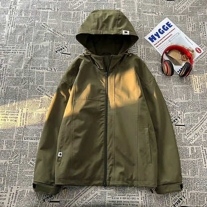 autumn spring casual mens outdoor jacket basic solid colour hooded windbreaker unisex coats waterproof male jackets unique default style 5124