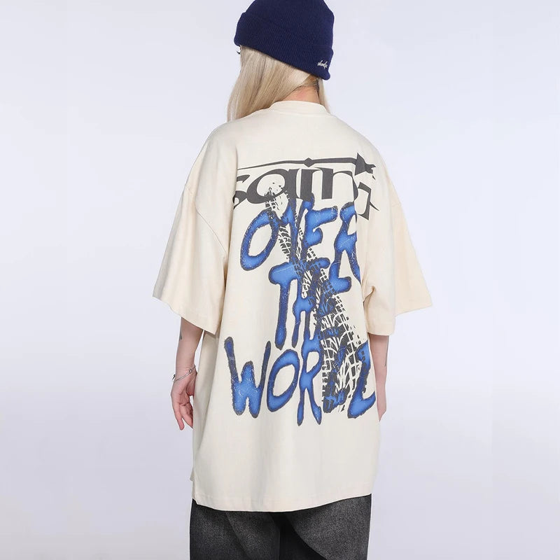 Black White Blue SAINT T-shirt Men Woman Good Quality Vintage Cartoon Pattern Printing Loose Casual Top Tees Street King Limited