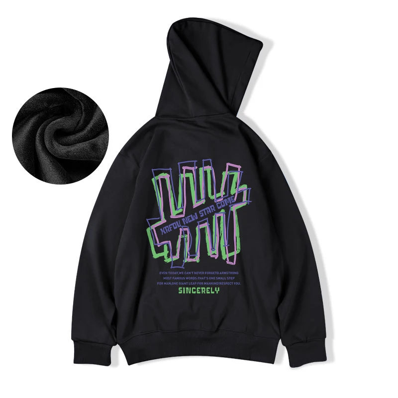 Retro Graffiti Letter Print Letter Pullover Hoodies Men's Streetwear Oversized Fleece Hooded Sweatshirts Casual Y2K Hoodie Street King Limited