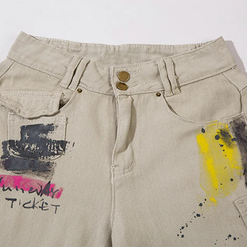 Men Baggy Jeans Graffiti Letter Embroidered Cargo Denim Pants Harajuku Y2K Vintage Casual Straight Trousers Streetwear Unisex Street King Limited