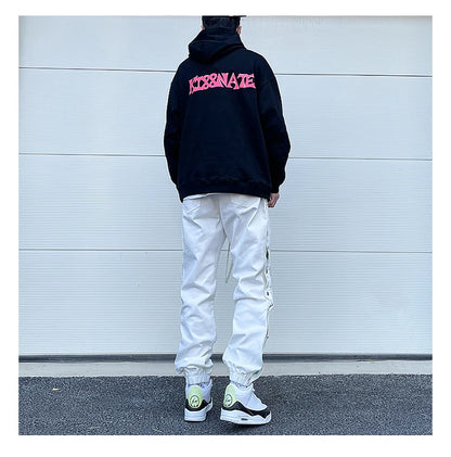 washed distressed denim sweatpant cashew flower patchwork oversized splice buckle jogging jeans casual button baggy men clothing unique joggers style 3337