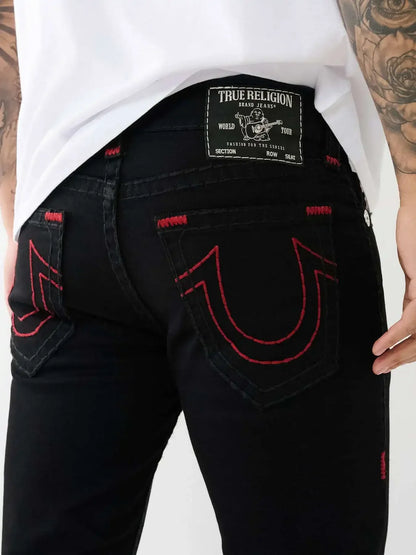 true faith embroidered jeans vintage street gothic loose casual denim hip hop red trousers couples baggy pants y2k clothes unique jeans style 3924