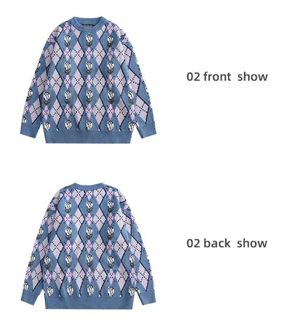 Japanese trend ins retro literary simple sweater winter versatile casual couple Y2K men and women loose round neck sweater tops Street King Limited
