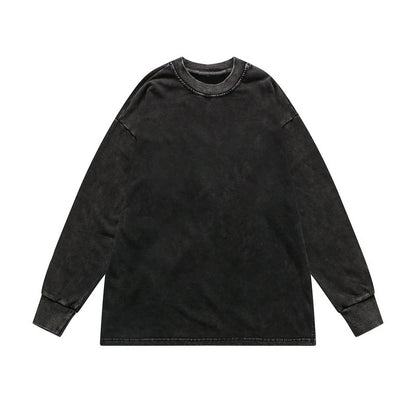 Rainbowtouches Washed Long Sleeve T-Shirts Vintage Pattern Long T-Shirts Men High Street Fashion Washing Oversized Men Street King Limited