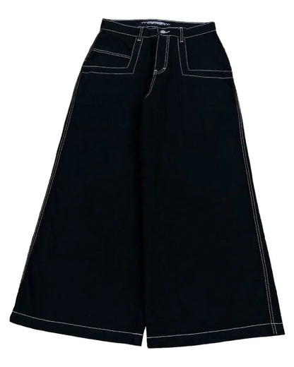 hip hop rock street baggy jeans y2k oversized pocket letter embroidery wexwear men women fashion retro high waist wide leg pants unique jeans style 4331