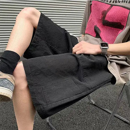 Korean Khaki Cargo Shorts for Men and Women in Summer Y2K Japanese Retro Casual Wide-leg Harajuku Trendy Sports Shorts Street King Limited