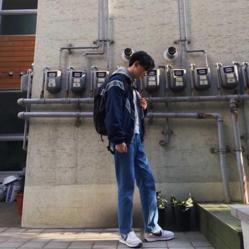 american cargo jacket mens college flight training quick drying color block bomber coat couple high street motorcycle outwear unique cargo style 1787