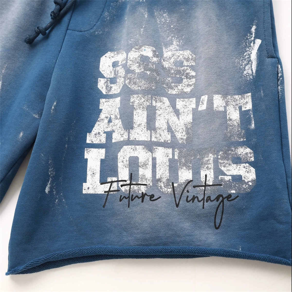 Saint Louis 24SS Future Vintage Splashing Ink Graffiti Making Dirty Water Making Old Drawstring Shorts For Summer Street King Limited