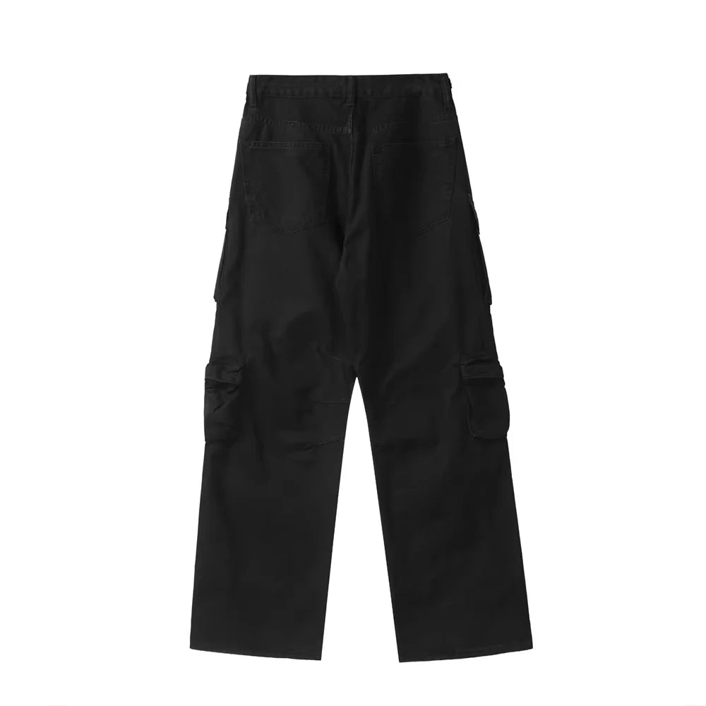 new multi pocket heavy industry washed cargo pants mens high rise loose y2k vintage streetwear oversized straight leg jeans unique cargo style 815