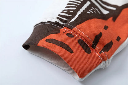2024 Summer And Spring 123 Letter Print GYMGNO Graffiti Slogan Worn Retro Long Sleeve T Shirt Pullover Sweatshirt Street King Limited