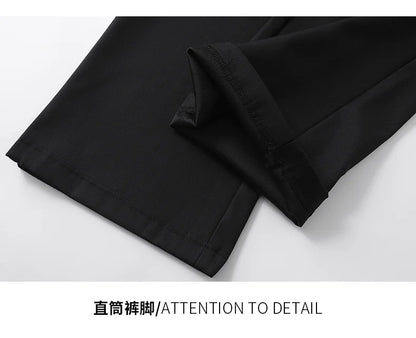 extended length edition men streetwear fashion hip hop vibe straight black pant casual business suit long pants trousers unique default style 1645